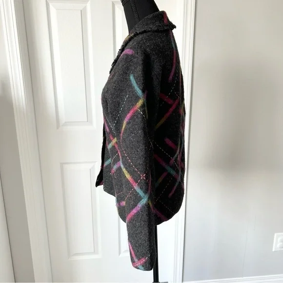 Talbots Abstract Printed Pure  Wool Felted Jacket - Picture 2 of 15